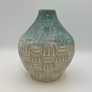 Ivory/ Blue Vessel 6.5"