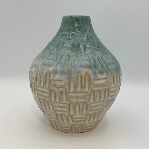 Ivory/ Blue Vessel 6.5"