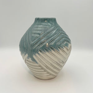 Ivory/ Blue Vessel 6"