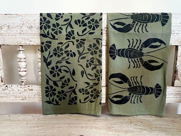 Tea Towels: Green Lobster