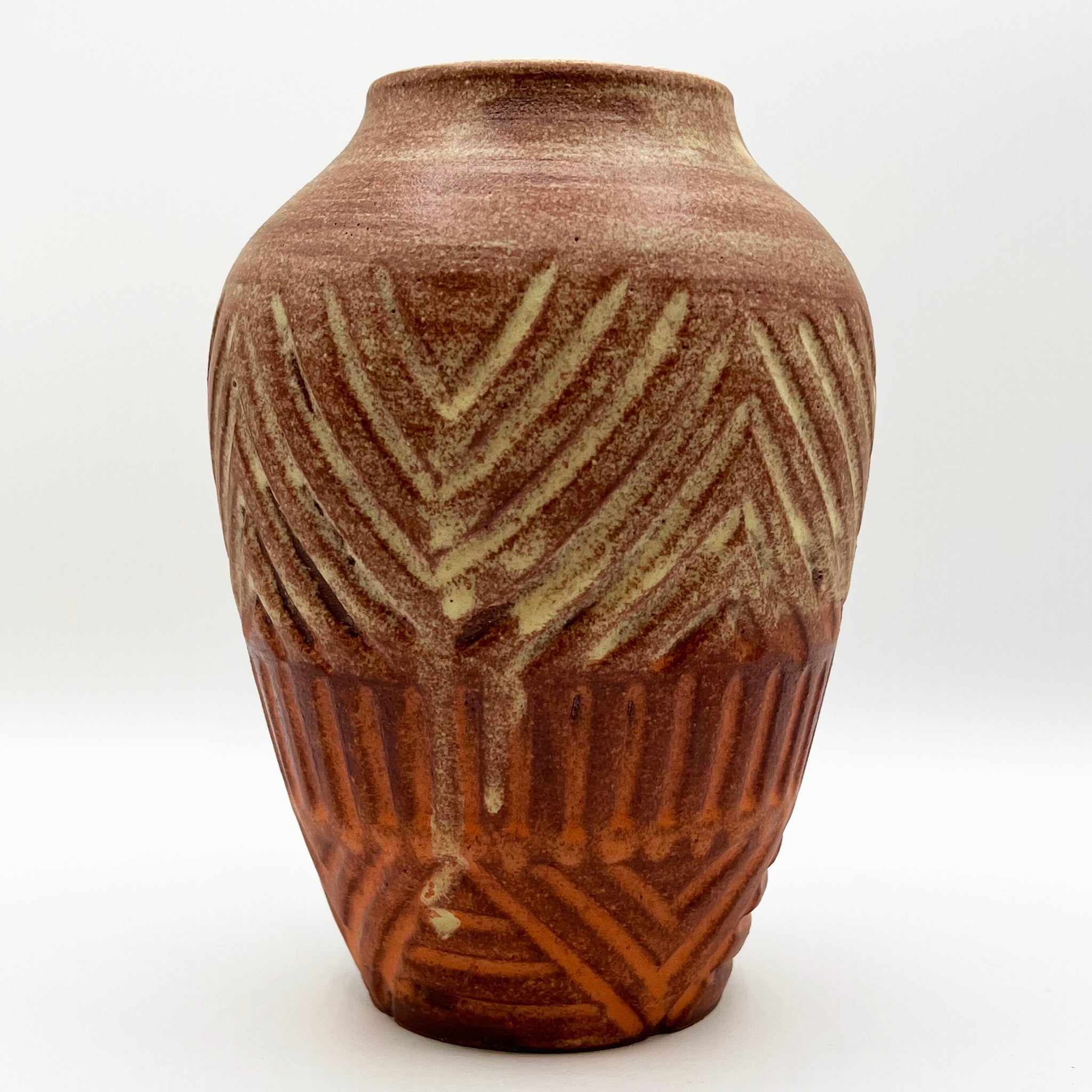 Large Carved Shino Vase