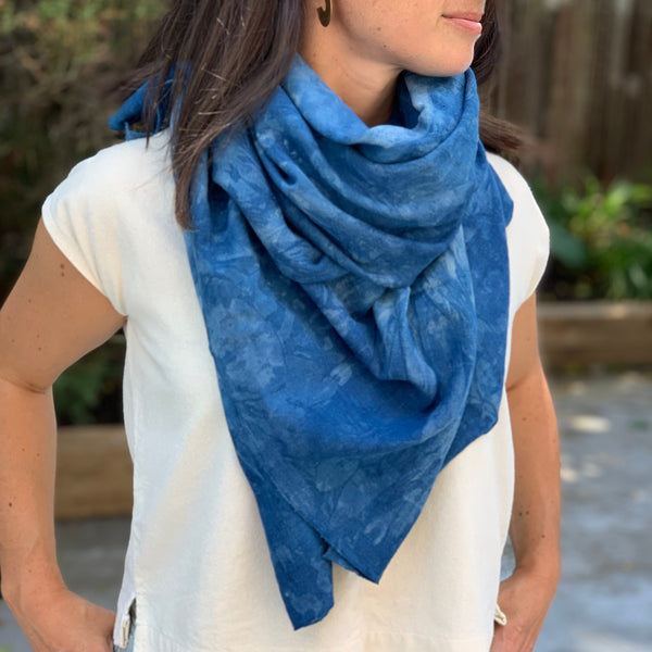 Organic cotton indigo scarf