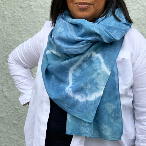 SHEL indigo dyed organic cotton scarf